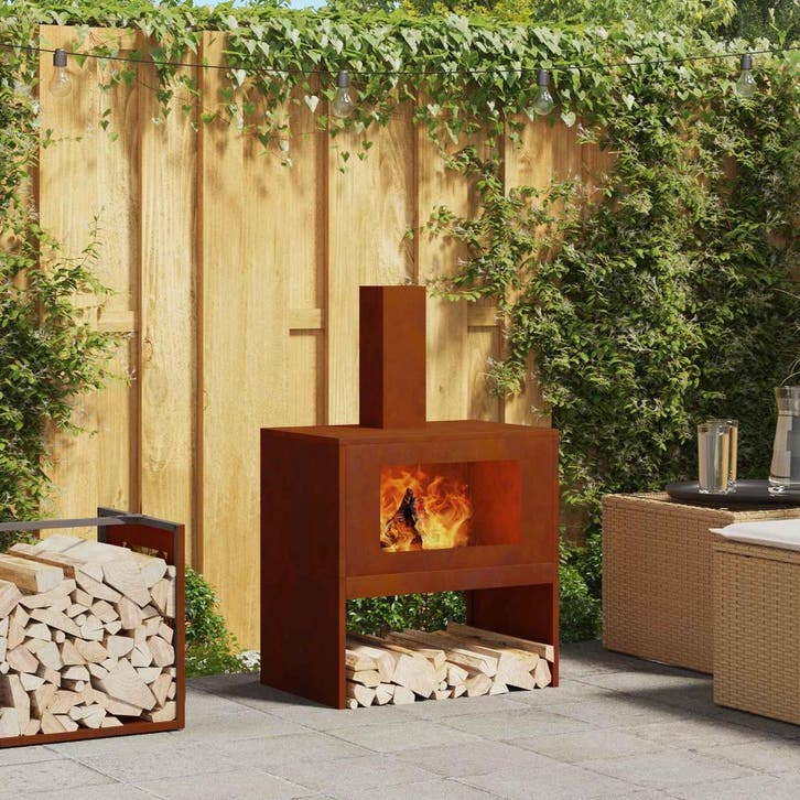 vidaXL Vuurkorf Roestig 60 x 40 x 96 cm Cortenstaal, Huis en Inrichting, Haarden, Nieuw, Verzenden