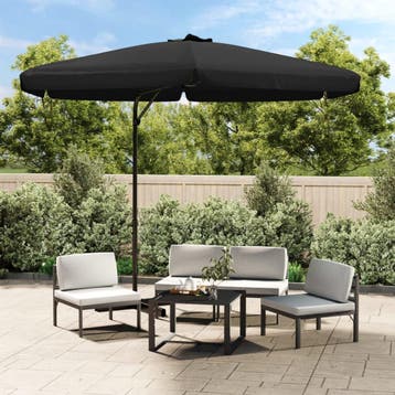 vidaXL Parasol met stalen paal 300 cm zwart, Verzenden