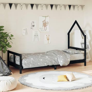 vidaXL Kinderbedframe 80x200 cm massief grenenhout zwart, Verzenden, Nieuw