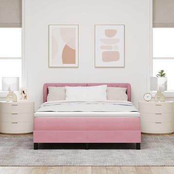 vidaXL Boxspring bed met hoofdeinde Roze 140 x 190 cm, Verzenden