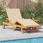 vidaXL Ligstoel 2 pcs Beige Massief Acacia Hout, Tuin en Terras, Verzenden, Nieuw