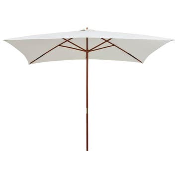 vidaXL Parasol met houten paal 200x300 cm crèmewit, Verzenden, Nieuw
