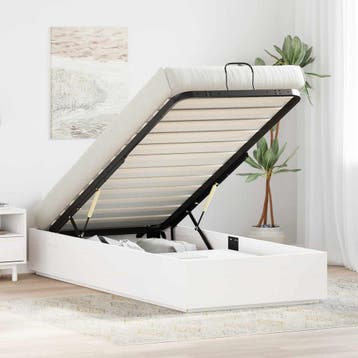vidaXL Ottoman bedframe met opbergruimte Wit 100 x 200 cm, Verzenden