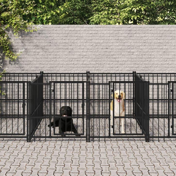 vidaXL Hondenkennel voor buiten 7,51 m² staal, Dieren en Toebehoren, Hondenbenches, Nieuw, Verzenden