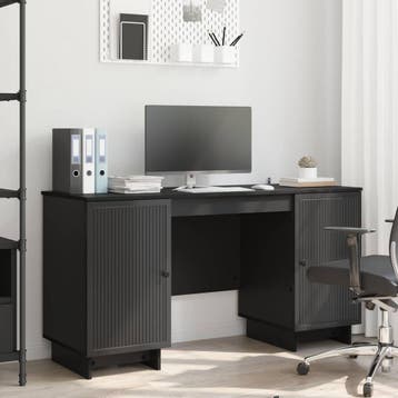 vidaXL Bureau Zwart Bewerkt hout 142,5 x 50 x 75 cm, Verzenden