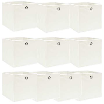 vidaXL Opbergboxen 10 st 32x32x32 cm stof wit, Verzenden, Nieuw