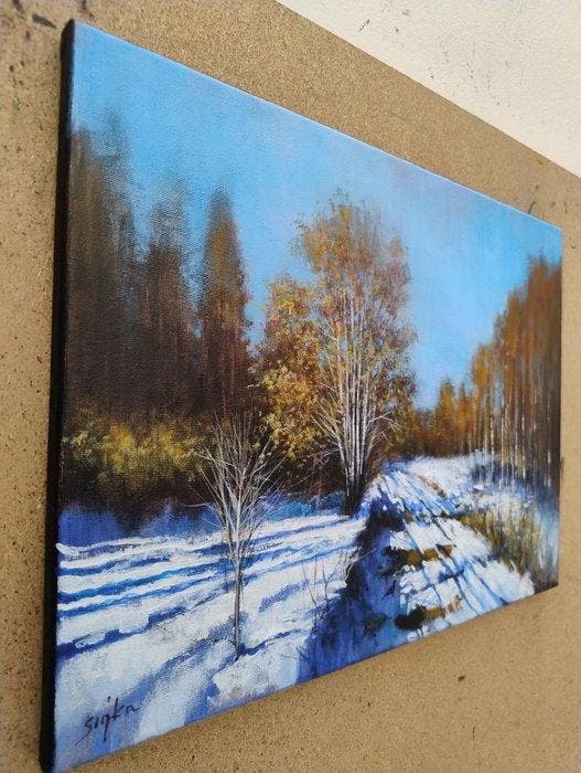 Piotr Sujka (XXI) - Pejza z wronami, Antiquités & Art, Art | Peinture | Classique