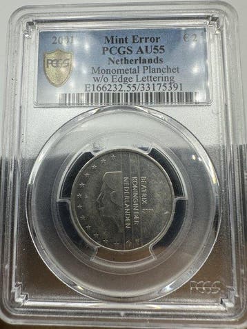 Pays-Bas. 2 Euro 2001 Monometaal Proefslag - Birmingham, Postzegels en Munten