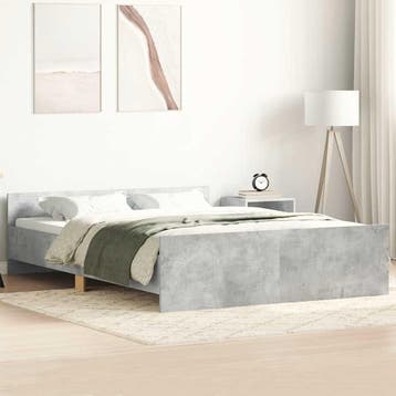 vidaXL Bedframe met hoofd- en voeteneinde betongrijs 120x200, Verzenden
