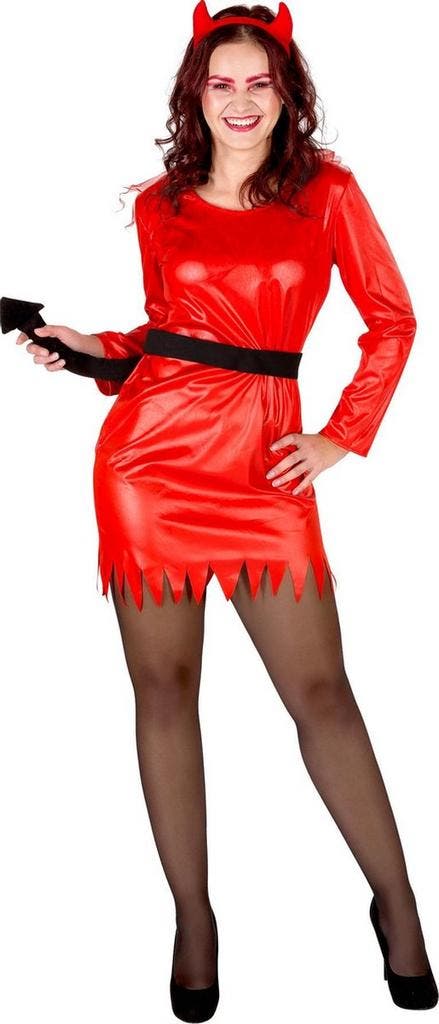 2dekans | Dressforfun - Sexy Devil-Lady - Stretch Glanskleed, Kinderen en Baby's, Carnavalskleding en Verkleedspullen, Ophalen of Verzenden