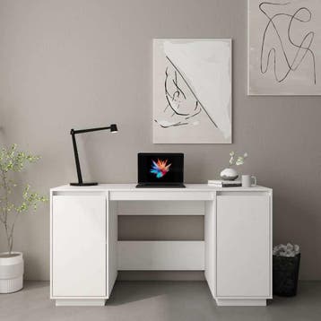 vidaXL Bureau 140x50x75 cm massief grenenhout wit, Huis en Inrichting, Bureaus, Verzenden, Nieuw