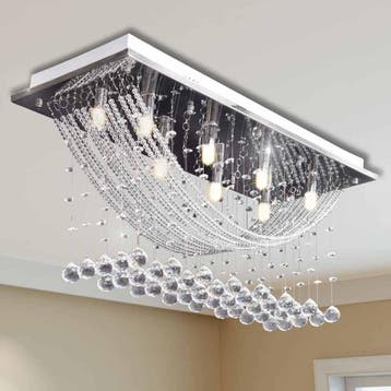 vidaXL Plafondlamp met glinsterende glas kristallen kralen, Maison & Meubles, Lampes | Plafonniers, Verzenden