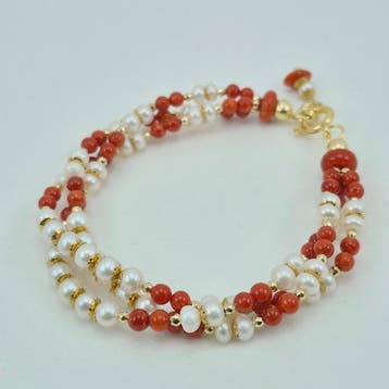 Koraal - Zilver, Verguld - Armband