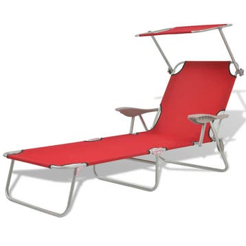 vidaXL Ligbed met luifel staal rood, Tuin en Terras, Verzenden, Nieuw