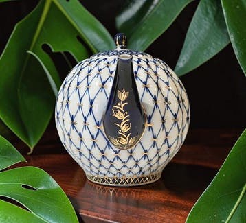 Lomonosov - S.Yakovleva - Theepot - Cobalt Net - Porselein -