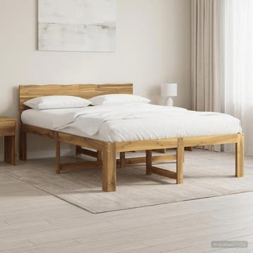 vidaXL Tweepersoonsbed met hoofdbord ROSTOCK Wit 140 x 200, Verzenden, Nieuw
