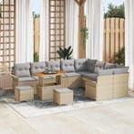 vidaXL Tuinbank Set met kussen 12 pcs Beige poly rattan, Verzenden, Nieuw