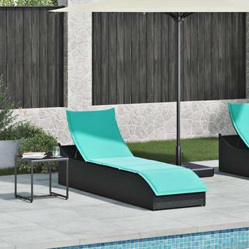 vidaXL Ligstoel inklapbaar met kussen opbergruimte poly, Tuin en Terras, Verzenden, Nieuw