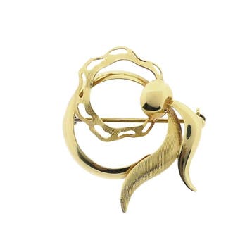 Vintage gouden abstracte broche, Bijoux, Sacs & Beauté, Broches, Ophalen of Verzenden