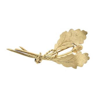 Gouden broche van eikenbladen, Ophalen of Verzenden, Gebruikt, Goud, Goud