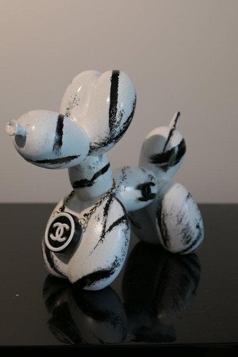RichART - Balloon Dog noir / blanc en version Chanel, Antiek en Kunst, Kunst | Designobjecten
