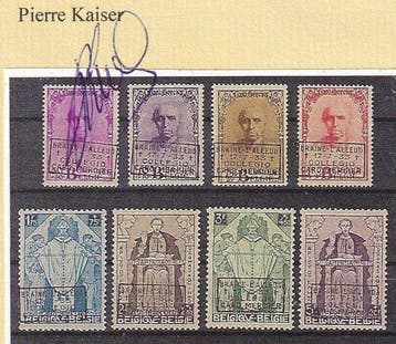 België 1933 - 8 eerste waarden uit de reeks CARD. MERCIER