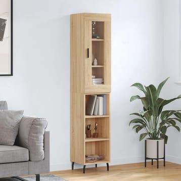 vidaXL Hoge kast 34,5x34x180 cm bewerkt hout sonoma, Verzenden, Nieuw