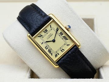 Cartier Tank Ref. 590005 Year 1990s (Box), Handtassen en Accessoires, Horloges | Heren, Overige merken, Leer, Polshorloge, Ophalen of Verzenden