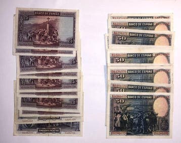 Espagne. - 17 x 25, 22 x 50 Pesetas 1928/1931 (Sans prix de