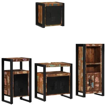 vidaXL Badkamermeubel Set met lade 4 pcs Massief, Huis en Inrichting, Badkamer | Badkamermeubels, Verzenden, Nieuw