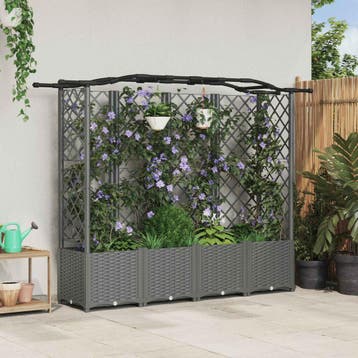 vidaXL Verhoogd Bed met Trellis en Dak Lichtgrijs 204 x 40 x, Verzenden, Nieuw