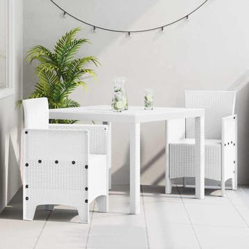 vidaXL Tuin Eettafel Set 3 st Wit Polypropyleen, Verzenden, Nieuw