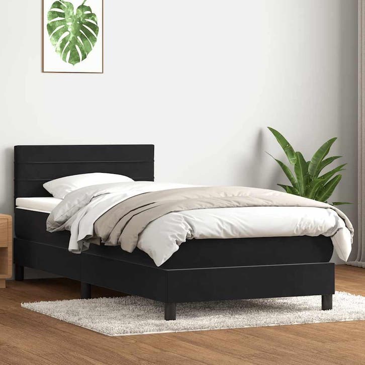vidaXL Boxspring met matras fluweel zwart 90x210 cm, Maison & Meubles, Chambre à coucher | Lits, Envoi
