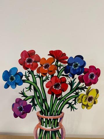 David Gerstein (1944) - Sculpture, Flowers Poppies vase - 39