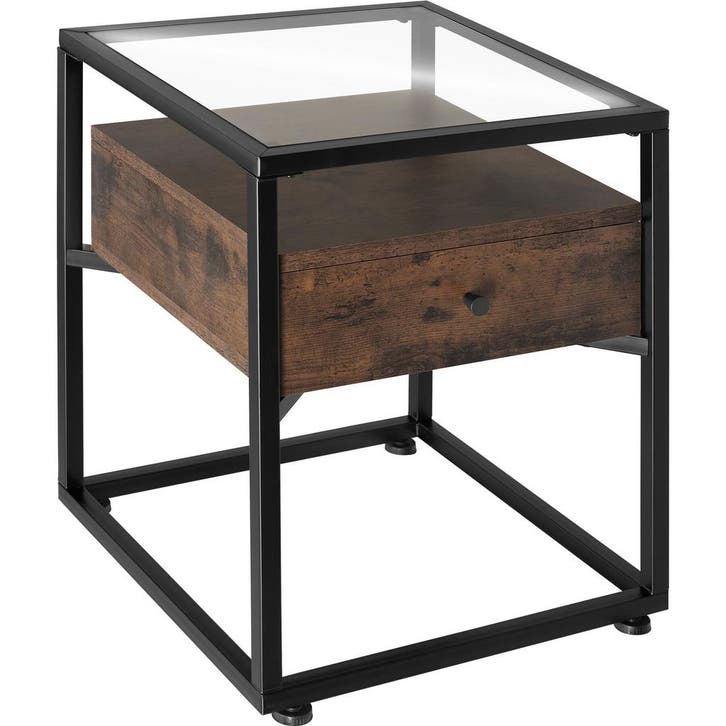 tectake Nachtkastje Preston 43x45x54,5cm - Industrieel hout, Maison & Meubles, Tables | Tables d'appoint, Envoi
