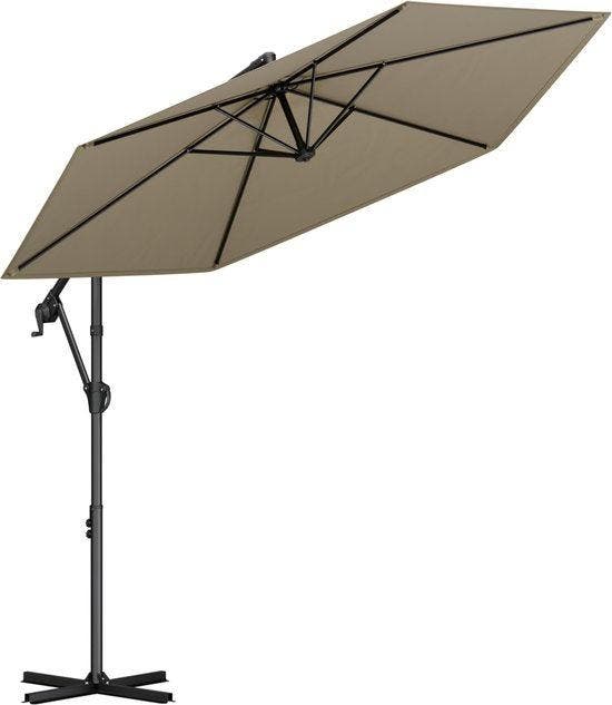 2dekans | LifeGoods Zweefparasol - Rond Ø300 cm - UPF 50+ en, Tuin en Terras, Parasols, Ophalen of Verzenden