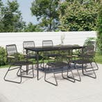 vidaXL 7-delige Tuinset PVC-rattan zwart, Verzenden, Nieuw, Tuinset