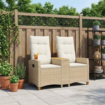 vidaXL Ligbank met Tafel 2 -Seater 126 x 65 x 112 cm poly, Tuin en Terras, Verzenden, Nieuw