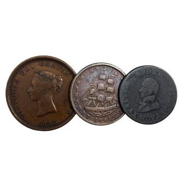 Canada / États-Unis. Lot with 3 Tokens: 1 Penny Token + US