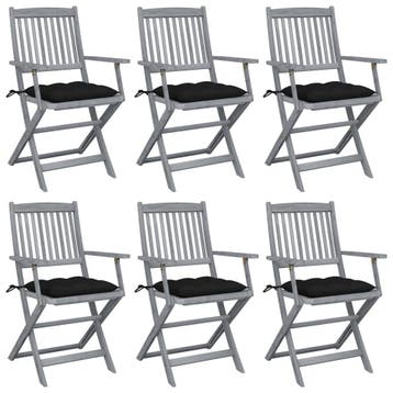 vidaXL Opklapbare stoelen (6 stuks) met kussens, gemaakt van, Verzenden, Nieuw
