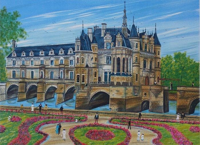 Dan Gandré (1938) - Le Château dAzay le Rideau, Antiek en Kunst, Antiek | Overige Antiek