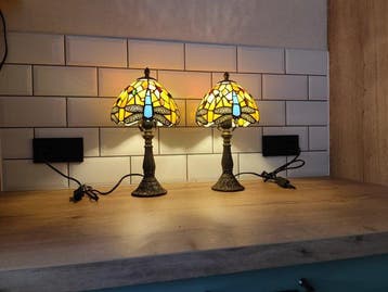 Bureaulamp (2) - Glas-in-lood - Set Tiffany tafellampen