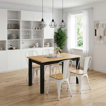 vidaXL Eettafel EKAI Zwart 112 x 70 x 76,5 cm Massief, Verzenden, Nieuw