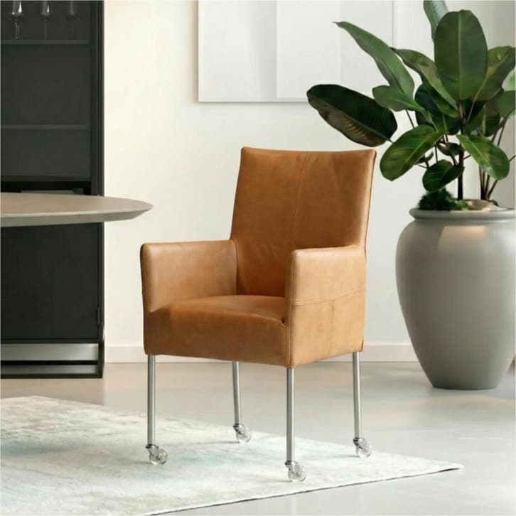 Leren eetkamerstoel Spark - Kenia Cognac (cognac) - Poten, Maison & Meubles, Chaises, Enlèvement ou Envoi