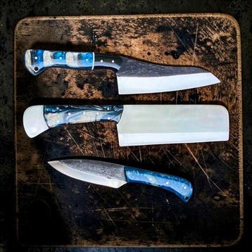 Set of THREE, Hand-Forged with Old Steel, Japanese Style