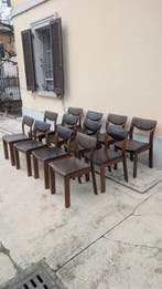 Stoel - Walnoot - Set van twaalf vintage stoelen