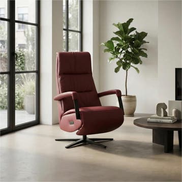 Leren elektrisch relaxfauteuil Core - Massif Rubino, Huis en Inrichting, Bohemian, Industrieel, Modern, Scandinavisch, Nieuw, Ophalen of Verzenden