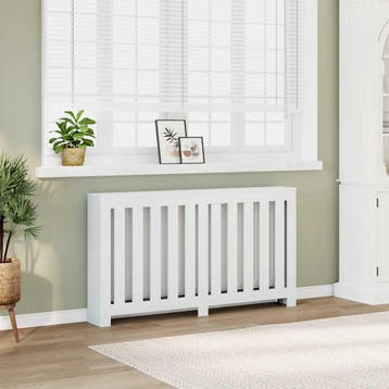vidaXL Radiatorombouw 149x20x82 cm bewerkt hout wit, Verzenden, Nieuw