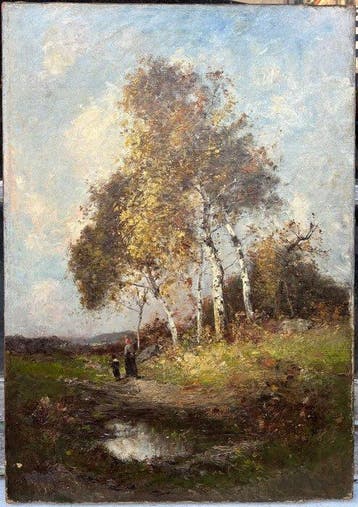 Franse school (XIX) - Paysage à lorée du bois - Ecole de