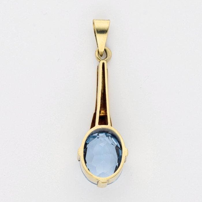 Pendentif - 14 carats Or jaune - Spinelle synthétique, Handtassen en Accessoires, Antieke sieraden